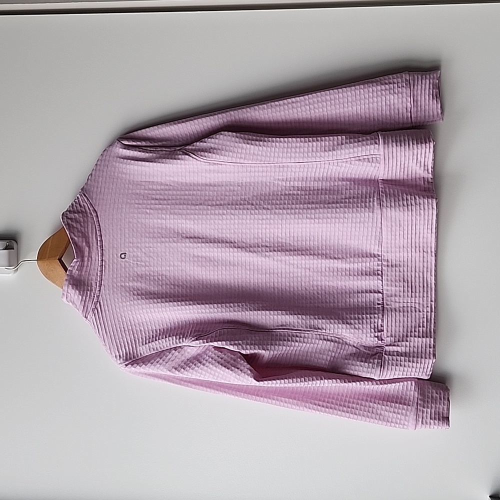 Hyba Pale Pink Waffle Impression Half Zip Fleece Workout Top - Picture 7 of 8